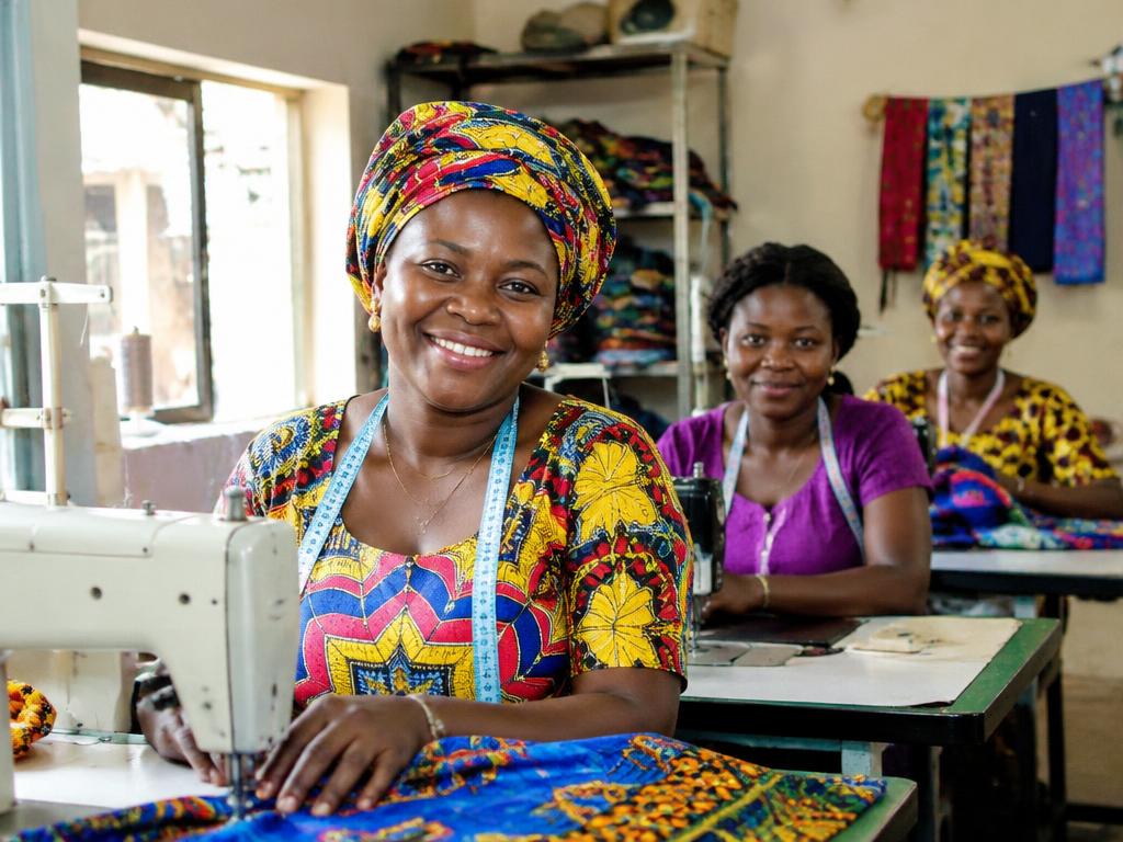 Women entrepreneurs working in a tailoring cooperative